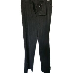 New York & Company Pink On Black Pin Striped Dress Slacks Size 22W Wide Leg Pant